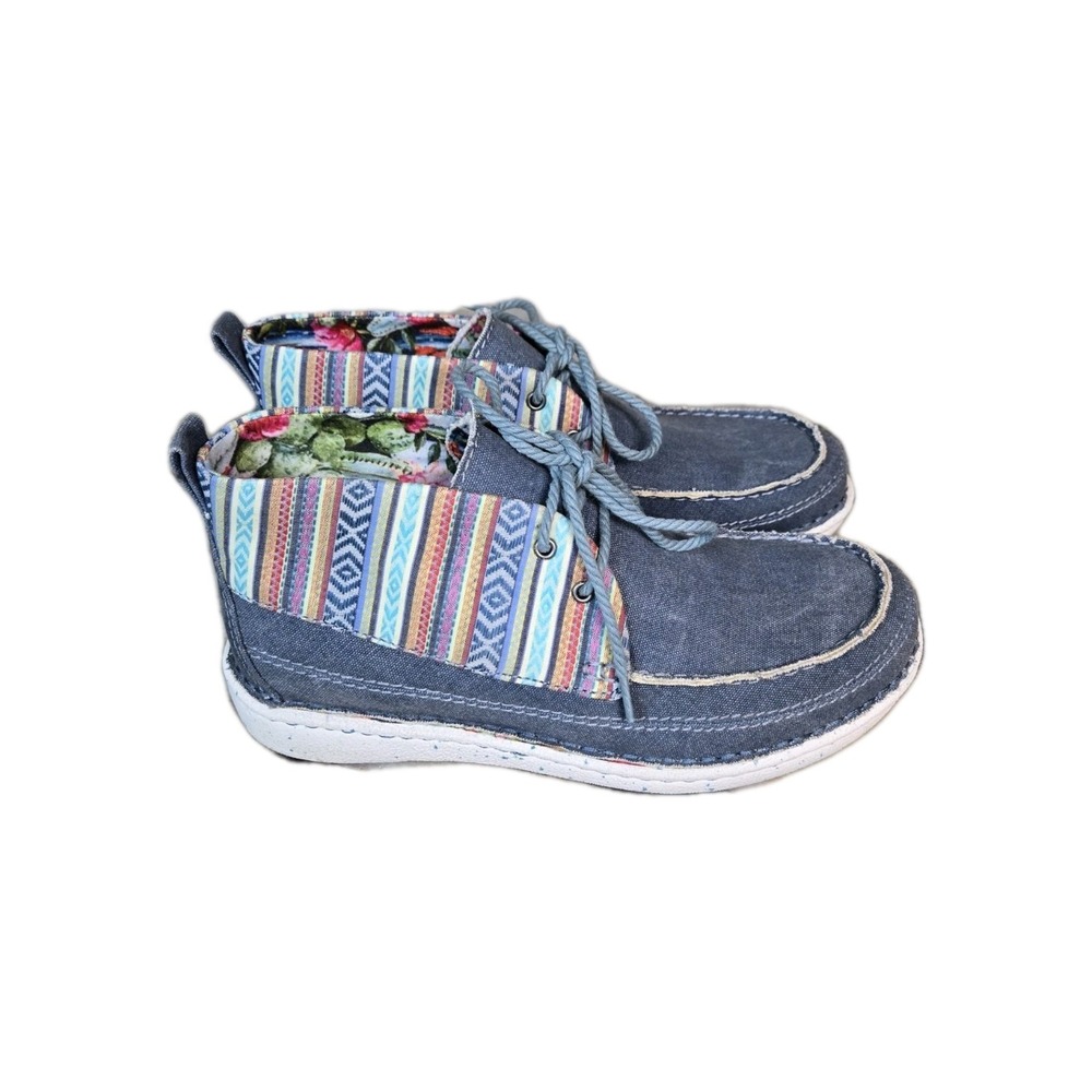Justin Boots 8.5 Breezy Southwest Moc Toe Chukka High top denim‎ shoe